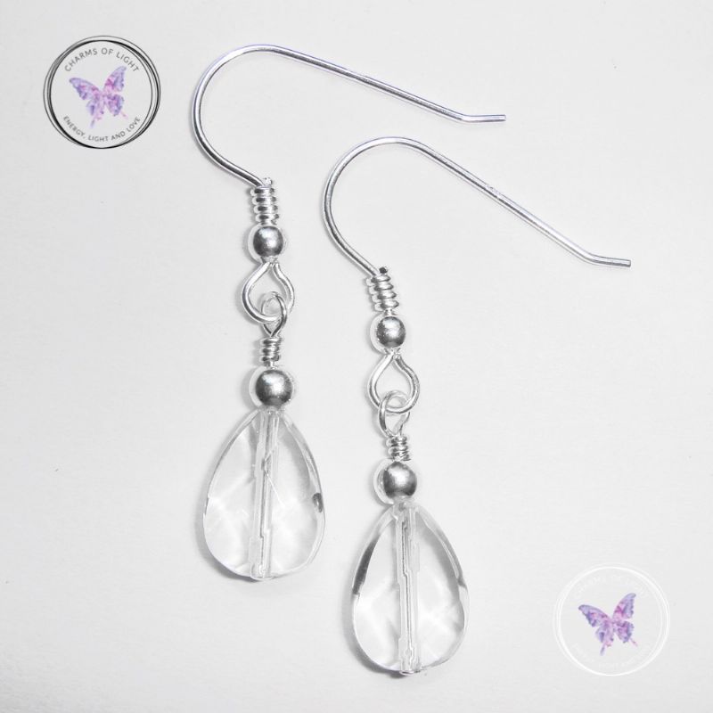 Clear Quartz Faceted Drop Earrings